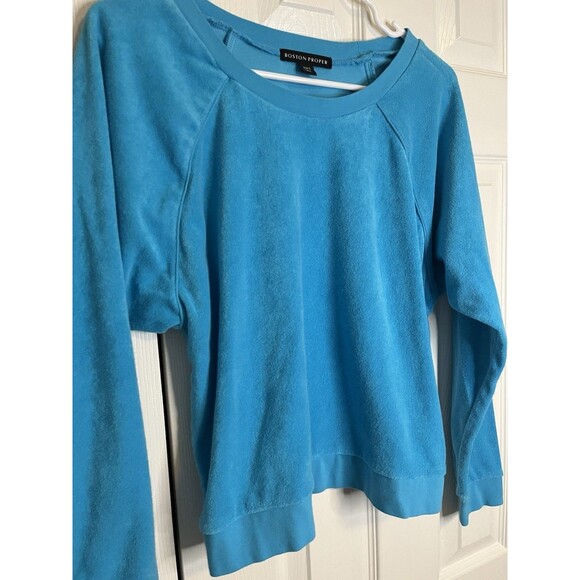 Boston Proper Terry Cloth Blue Crew Neck Women Small - Picture 2 of 7